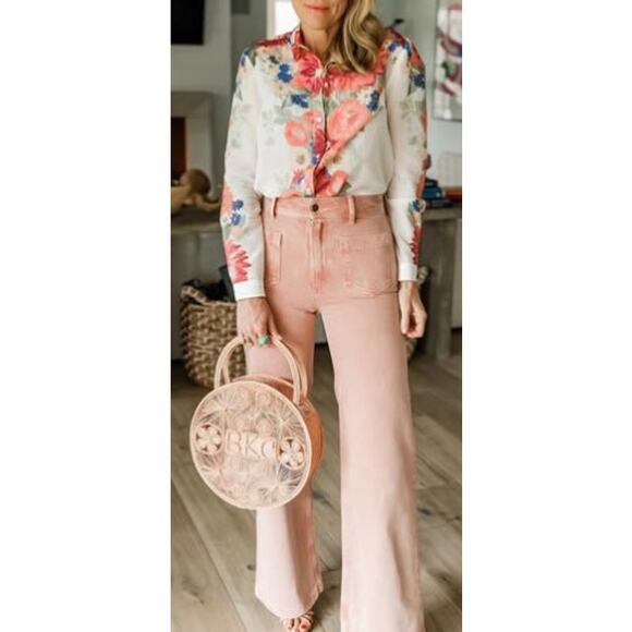 Sezane Denim - Sezane Pink Flare Jeans